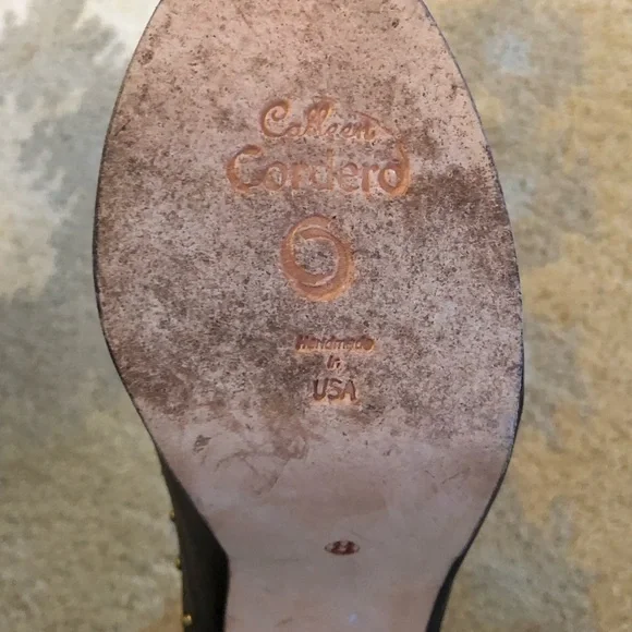 Calleen Cordero Women’s Leather Studded Oxford Pumps Wood Heel Shoes sz 8 EUC! - Picture 9 of 10